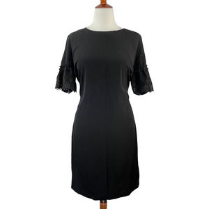 KARL LAGERFELD PARIS Eyelet-Trim Sheath Dress Black Size 8